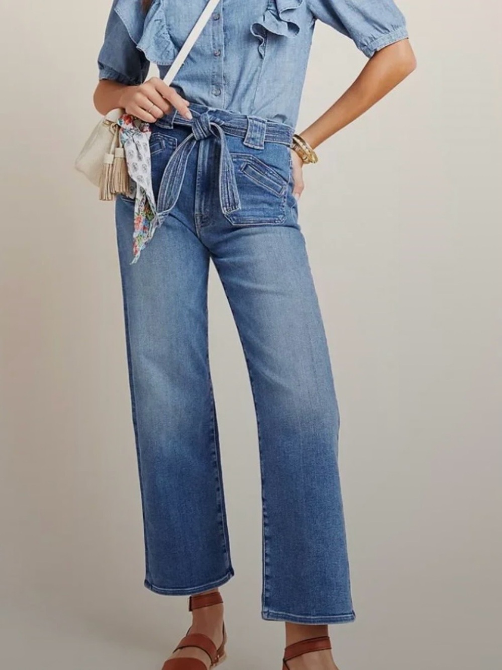 Mother The Tie Patch Rambler Straight Leg High Rise Jeans Size 25
